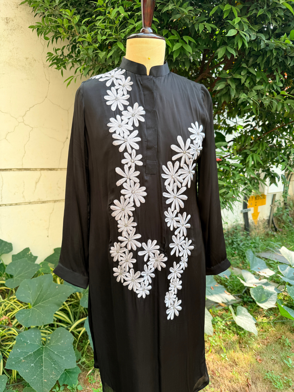Applique Black Kurti