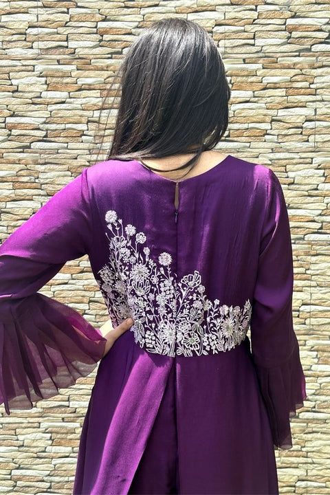 Victoria - Purple Embroidered Jumpsuit