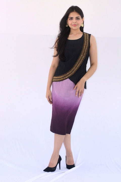 Hazel - Purple Ombre Cut Dana Skirt Set