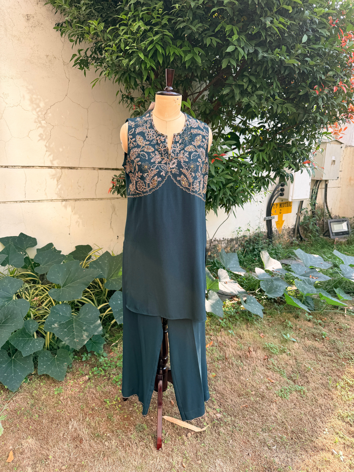 Regal Teal Embroidered Coord