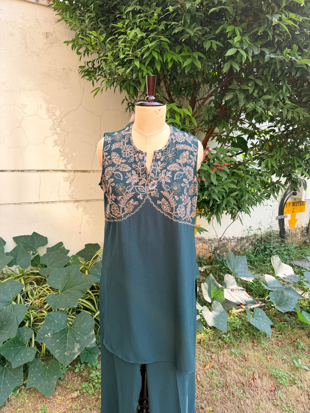 Regal Teal Embroidered Coord