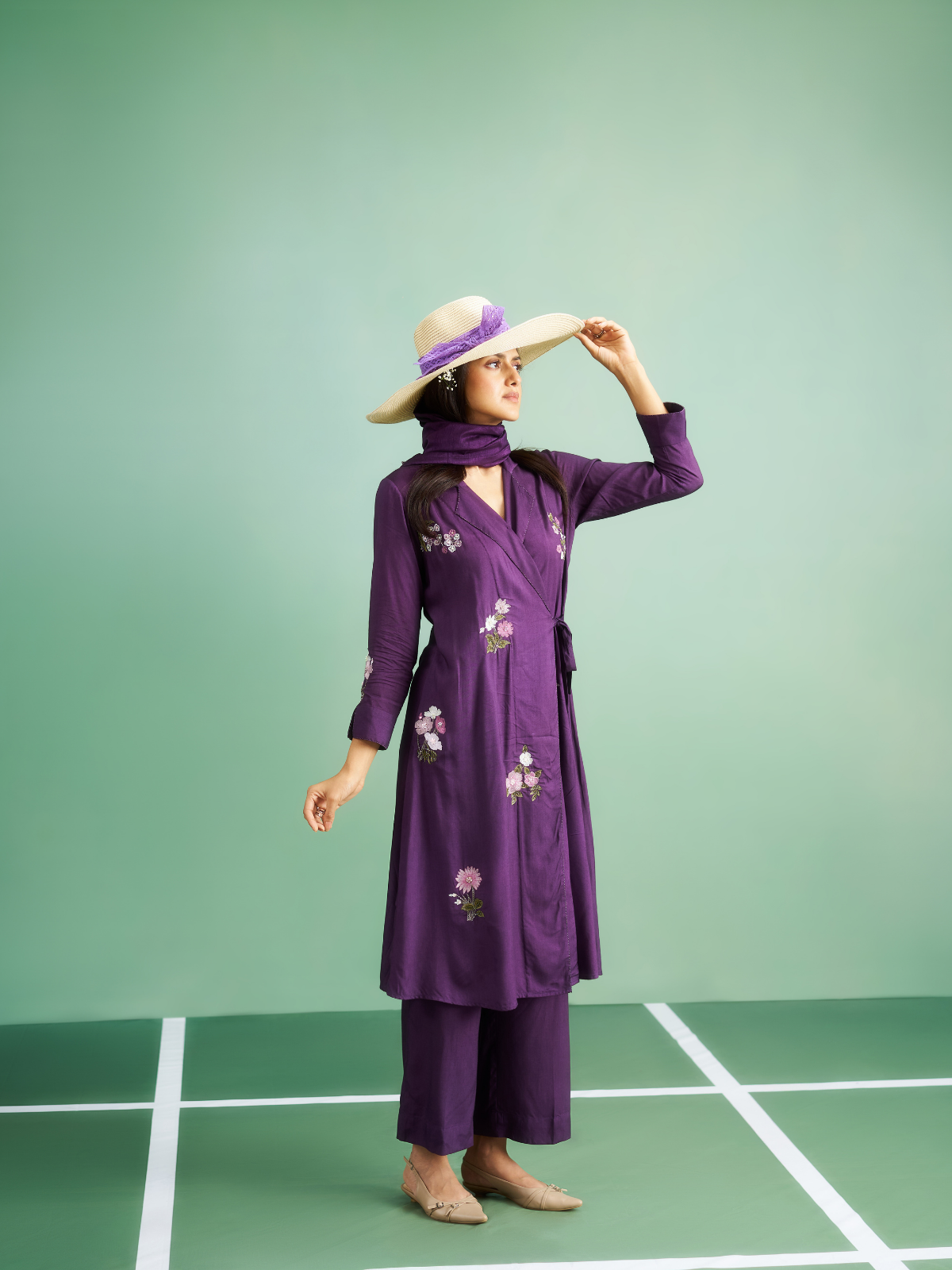 Lilac Overlap Kurta Set