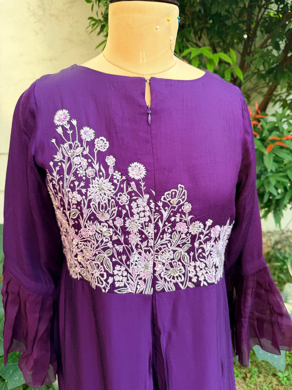 Purple Embroidered Jumpsuit