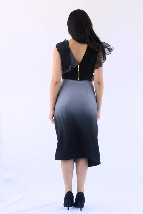 Kashish - Grey Ombre Cut Dana Skirt Set