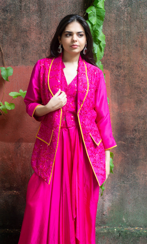 Meera - Dupian & Modal Satin Embroidered Jacket Set