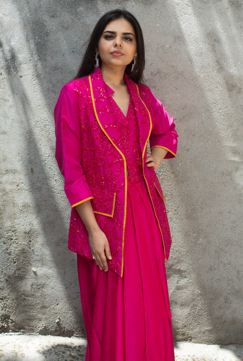 Meera - Dupian & Modal Satin Embroidered Jacket Set