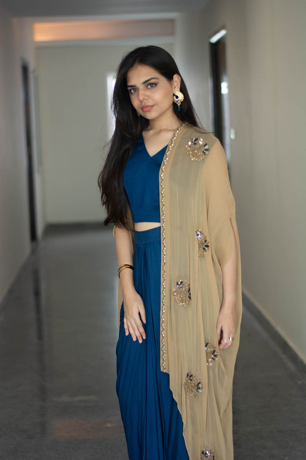 Aanya - Embroidered Cape Set