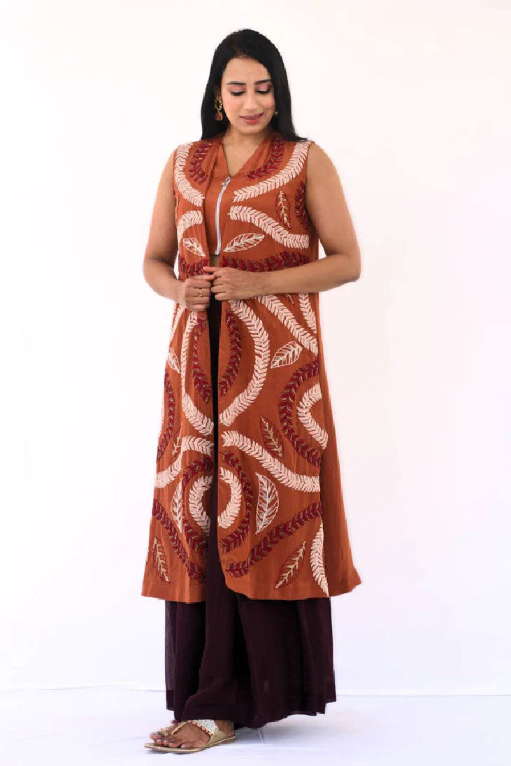 Priya - Three Piece Long Jacket Set