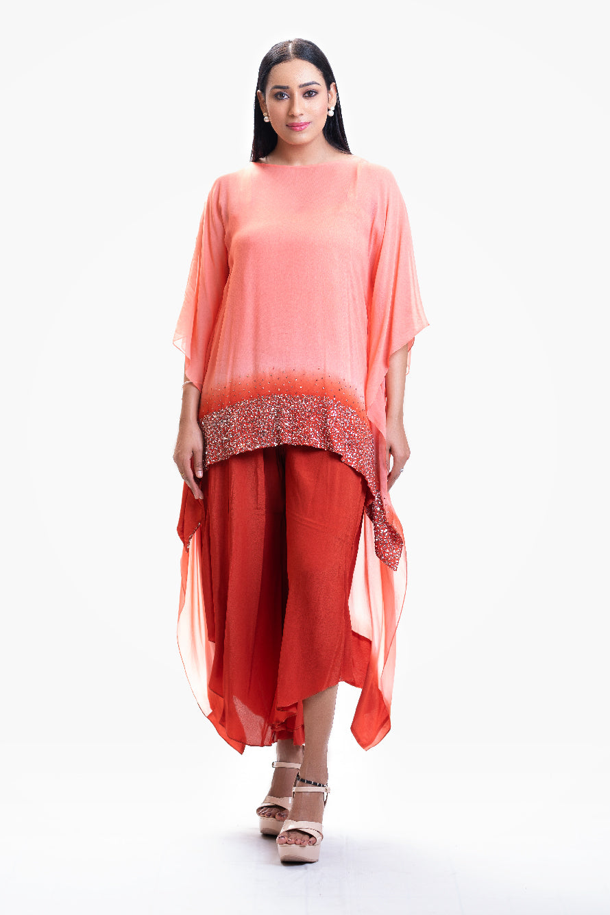 Orange Ombre Kaftan Set