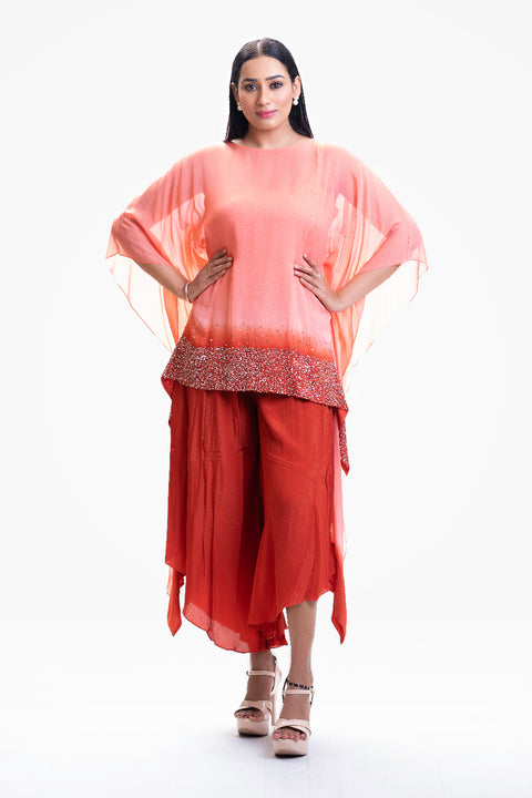 Orange Ombre Kaftan Set