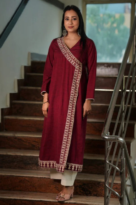 Vidya - Embroidered Angrakha Warli Suit Set