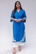 Kareena - Raw Silk Embroidered Kurti Set