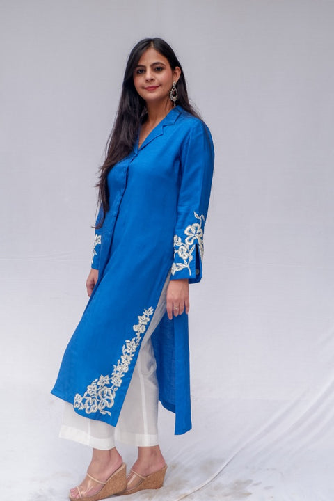 Kareena - Raw Silk Embroidered Kurti Set