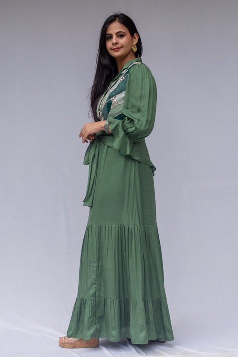 Hannah- Green Modal Satin Dress