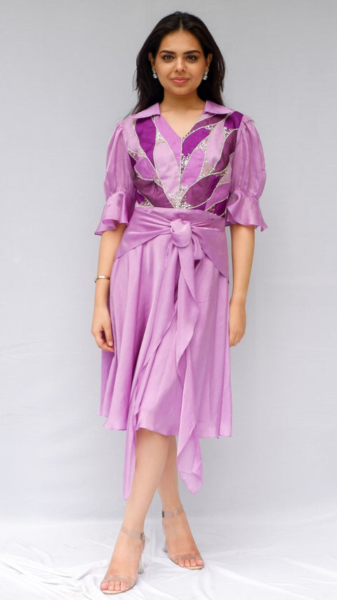 Kimberly - Modal Satin Embroidered  Dress