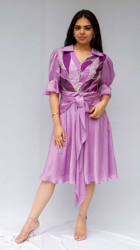 Kimberly - Modal Satin Embroidered  Dress
