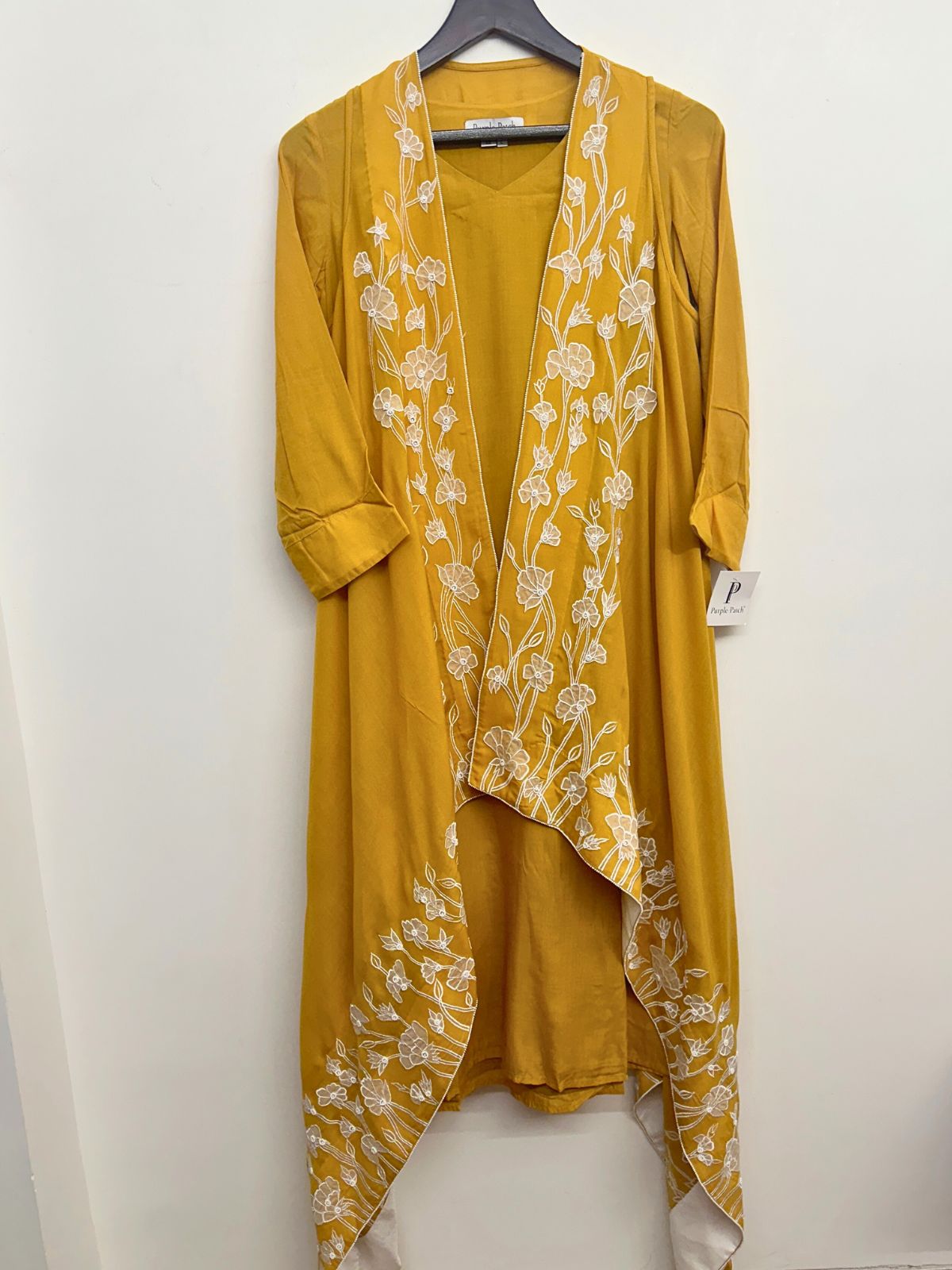 Mustard Floral Cape Set
